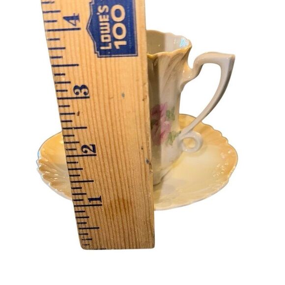 porcelain demitasse cup and saucer set, chocolate set, hand-painted rose & gold - Picture 4 of 8